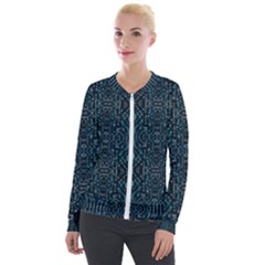 Fancy Stone Mosaic Print Pattern Velvet Zip Up Jacket by dflcprintsclothing