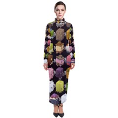 Glitch Glitchen Npc Cubimals Pattern Turtleneck Maxi Dress by WetdryvacsLair