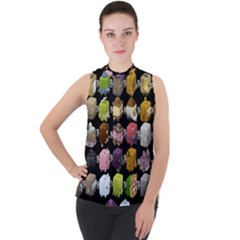 Glitch Glitchen Npc Cubimals Pattern Mock Neck Chiffon Sleeveless Top by WetdryvacsLair