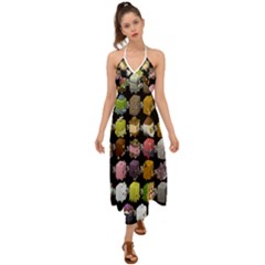 Glitch Glitchen Npc Cubimals Pattern Halter Tie Back Dress  by WetdryvacsLair