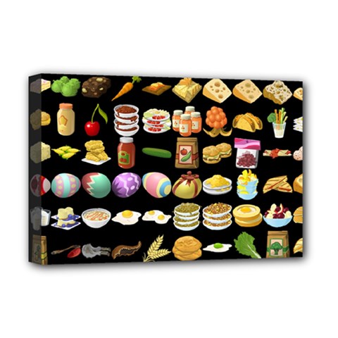 Glitch Glitchen Food Pattern One Deluxe Canvas 18  X 12  (stretched) by WetdryvacsLair