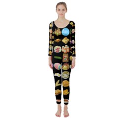 Glitch Glitchen Food Pattern One Long Sleeve Catsuit by WetdryvacsLair