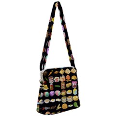 Glitch Glitchen Food Pattern One Zipper Messenger Bag by WetdryvacsLair