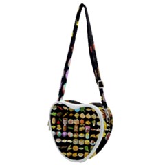 Glitch Glitchen Food Pattern One Heart Shoulder Bag