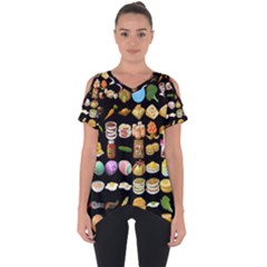 Glitch Glitchen Food Pattern One Cut Out Side Drop Tee by WetdryvacsLair