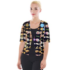 Glitch Glitchen Food Pattern One Cropped Button Cardigan by WetdryvacsLair