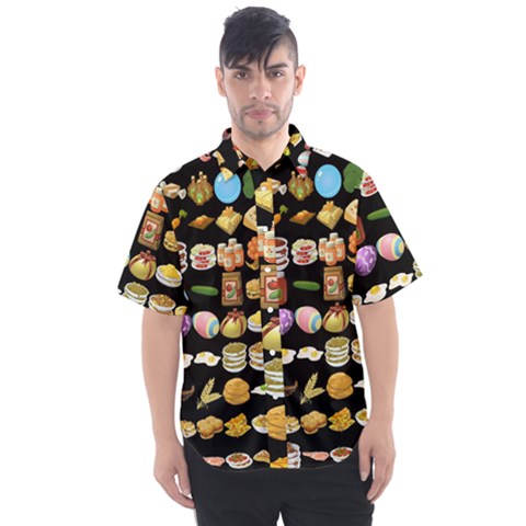 Glitch Glitchen Food Pattern One Men s Short Sleeve Shirt by WetdryvacsLair