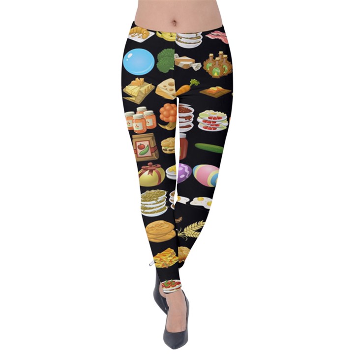 Glitch Glitchen Food Pattern One Velvet Leggings