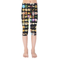 Glitch Glitchen Food Pattern One Kids  Capri Leggings  by WetdryvacsLair