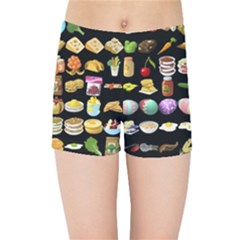 Glitch Glitchen Food Pattern One Kids  Sports Shorts by WetdryvacsLair