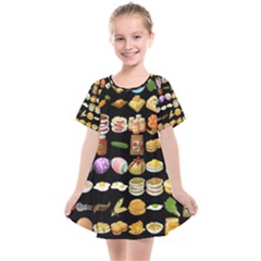 Glitch Glitchen Food Pattern One Kids  Smock Dress by WetdryvacsLair