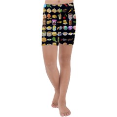 Glitch Glitchen Food Pattern One Kids  Lightweight Velour Capri Yoga Leggings by WetdryvacsLair