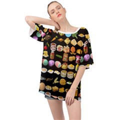 Glitch Glitchen Food Pattern One Oversized Chiffon Top by WetdryvacsLair