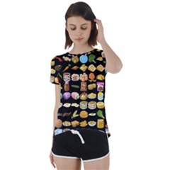 Glitch Glitchen Food Pattern One Short Sleeve Foldover Tee by WetdryvacsLair