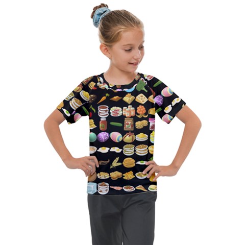 Glitch Glitchen Food Pattern One Kids  Mesh Piece Tee by WetdryvacsLair