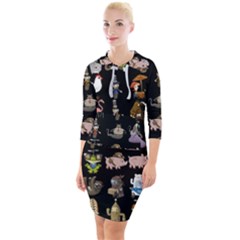 Glitch Glitchen Npc Animals And Characters Pattern Quarter Sleeve Hood Bodycon Dress by WetdryvacsLair