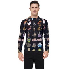 Glitch Glitchen Npc Animals And Characters Pattern Men s Long Sleeve Rash Guard