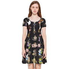 Glitch Glitchen Npc Animals And Characters Pattern Inside Out Cap Sleeve Dress