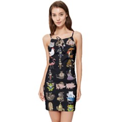 Glitch Glitchen Npc Animals And Characters Pattern Summer Tie Front Dress