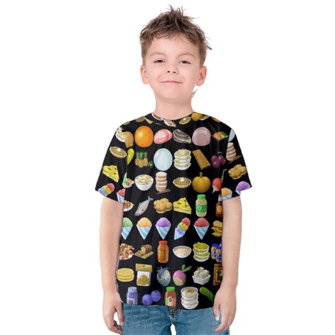 Glitch Glitchen Food Pattern Two Kids  Cotton Tee by WetdryvacsLair