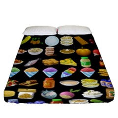 Glitch Glitchen Food Pattern Two Fitted Sheet (queen Size) by WetdryvacsLair