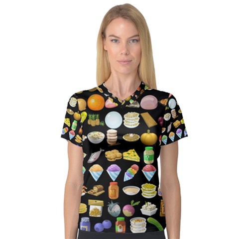 Glitch Glitchen Food Pattern Two V-neck Sport Mesh Tee by WetdryvacsLair