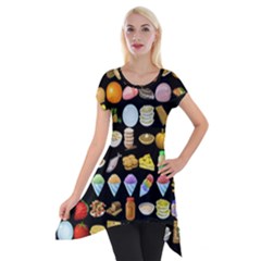 Glitch Glitchen Food Pattern Two Short Sleeve Side Drop Tunic by WetdryvacsLair