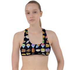 Glitch Glitchen Food Pattern Two Criss Cross Racerback Sports Bra by WetdryvacsLair