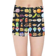 Glitch Glitchen Food Pattern Two Kids  Sports Shorts by WetdryvacsLair