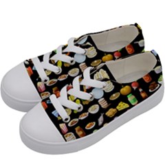 Glitch Glitchen Food Pattern Two Kids  Low Top Canvas Sneakers by WetdryvacsLair