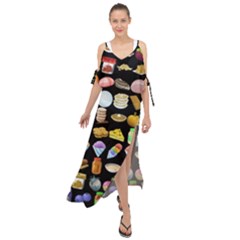 Glitch Glitchen Food Pattern Two Maxi Chiffon Cover Up Dress by WetdryvacsLair