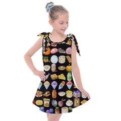 Glitch Glitchen Food Pattern Two Kids  Tie Up Tunic Dress by WetdryvacsLair