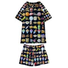 Glitch Glitchen Food Pattern Two Kids  Swim Tee And Shorts Set by WetdryvacsLair