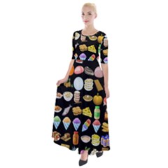 Glitch Glitchen Food Pattern Two Half Sleeves Maxi Dress by WetdryvacsLair