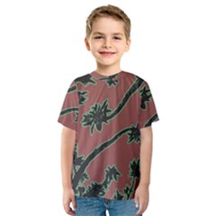 Tropical Style Floral Motif Print Pattern Kids  Sport Mesh Tee