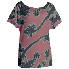 Tropical Style Floral Motif Print Pattern Women s Oversized Tee by dflcprintsclothing