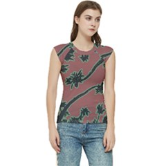 Tropical Style Floral Motif Print Pattern Women s Raglan Cap Sleeve Tee