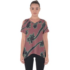 Tropical Style Floral Motif Print Pattern Cut Out Side Drop Tee by dflcprintsclothing