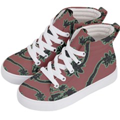 Tropical Style Floral Motif Print Pattern Kids  Hi-top Skate Sneakers by dflcprintsclothing