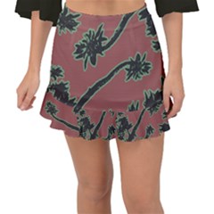 Tropical Style Floral Motif Print Pattern Fishtail Mini Chiffon Skirt by dflcprintsclothing