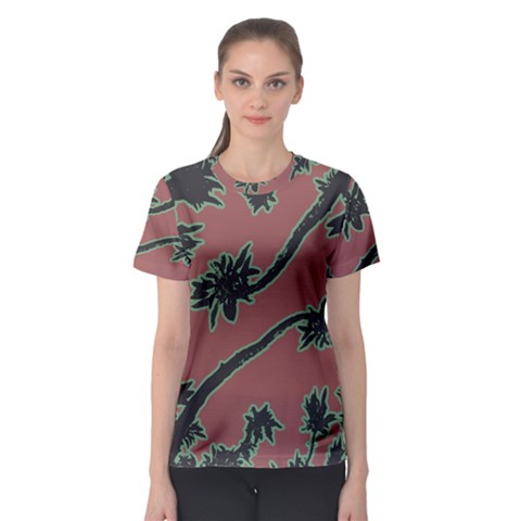 Tropical Style Floral Motif Print Pattern Women s Sport Mesh Tee by dflcprintsclothing