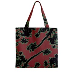 Tropical Style Floral Motif Print Pattern Zipper Grocery Tote Bag