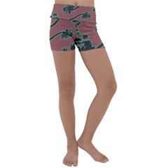 Tropical Style Floral Motif Print Pattern Kids  Lightweight Velour Yoga Shorts by dflcprintsclothing