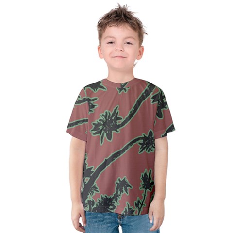 Tropical Style Floral Motif Print Pattern Kids  Cotton Tee by dflcprintsclothing