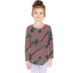 Tropical Style Floral Motif Print Pattern Kids  Long Sleeve Tee