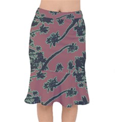 Tropical Style Floral Motif Print Pattern Short Mermaid Skirt by dflcprintsclothing