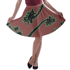 Tropical Style Floral Motif Print Pattern A-line Skater Skirt by dflcprintsclothing