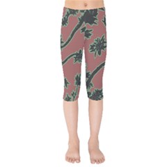 Tropical Style Floral Motif Print Pattern Kids  Capri Leggings  by dflcprintsclothing