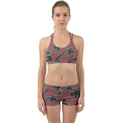 Tropical Style Floral Motif Print Pattern Back Web Gym Set