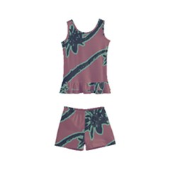 Tropical Style Floral Motif Print Pattern Kids  Boyleg Swimsuit by dflcprintsclothing